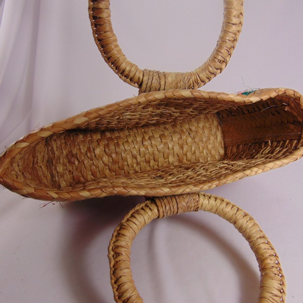 Retro Multi-Colored, Striped Pattern Woven Tote W… - image 7